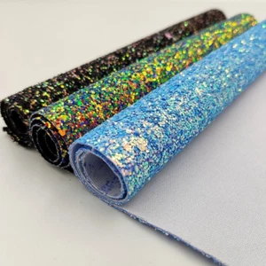 Glitter Synthetic Leather Sequin Sheet Fabric for Bow Handmade Bags 20x30cm - Picture 1 of 17