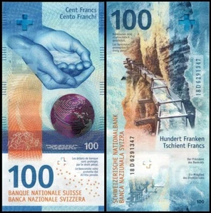 Suiza 2018 100 francos suizos P-77A billetes nuevos sin circular - Imagen 1 de 2