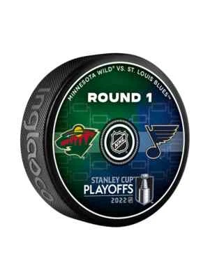 2022 Stanley Cup 1st Rd Minnesota Wild vs St. Louis Blues Souvenir Puck - Image 1 of 2