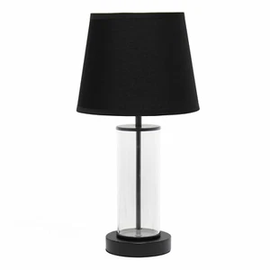Simple Designs Encased Metal and Clear Glass Table Lamp Brushed Nickel and White - Picture 1 of 1