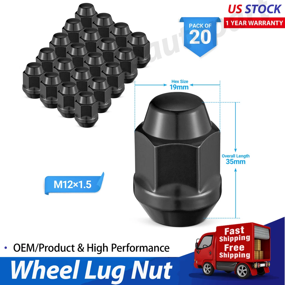 Tuerca de bellota negra 20 piezas 12x1,5 apta para lumina APV TC Maserati Rocky Monaco S15 Foto 1 de 4