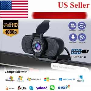 1080P Full HD USB 2.0 3.0 Webcam for Laptop PC Web Camera with Microphone - Picture 1 of 23