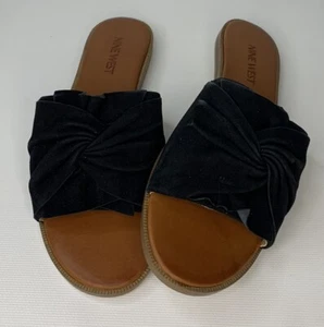 Sandalias para mujer Nine West Melenda minimalistas negras de gamuza reunida 6 - Imagen 1 de 13