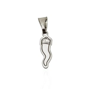 Ciondolo corno con corona mm 17x6 in argento 925 rodiato - Foto 1 di 2