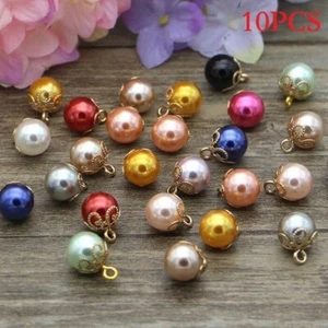 10x Faux Pearl Beads Button For Doll Kids Wedding Dress Costume Sewing DIY Decor - Picture 1 of 21