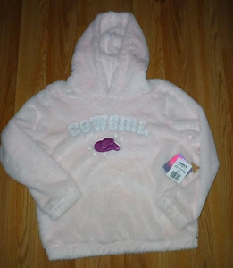 NWT Girls Fuzzy Pink Cowgirl Hoodie Harper & Ivy Girls Size Large - Picture 1 of 5