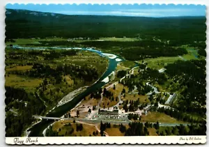 Postkarte Flagg Ranch Resort Luftaufnahme Wyoming WY UNP - Bild 1 von 2