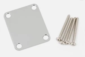 Gnuine USA Fender Strat Tele 4 Bolt NO Logo Neck Plate Plain Standard CHROME - Picture 1 of 2