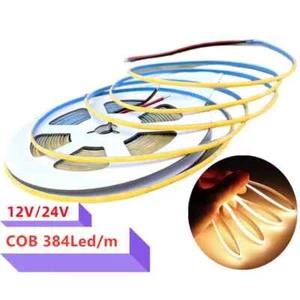 Striscia LED COB Luce 12V 24V 384Led/m 3mm Ultra Super Sottile 0,5m - 5m Flessibile - Foto 1 di 19