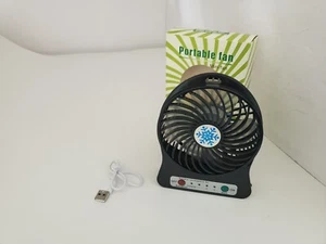 NEW Black Rechargeable Mini Portable USB High 8 Hr 3 Speed Cooling Fan H17 - Picture 1 of 5