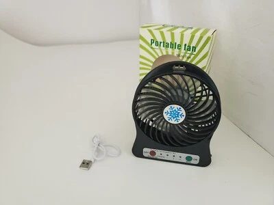NEW Black Rechargeable Mini Portable USB High 8 Hr 3 Speed Cooling Fan H17 - Image 1 of 4