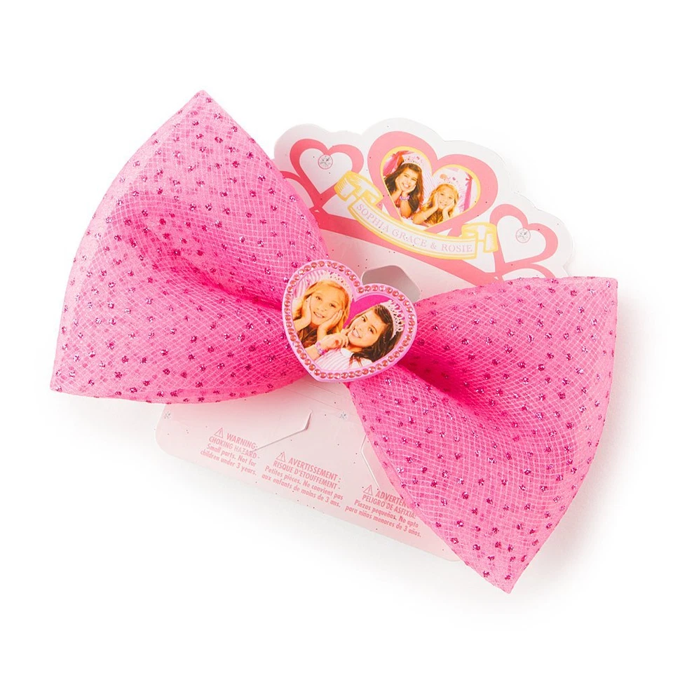 Sophia Grace & Rosie Hair Bow Girls Pink Glitter Bow Heart Hair Accessories - Image 1 of 1