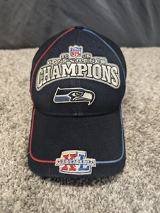 Seattle Seahawks Hat NFL 2005 Conference Champion Black Reebok Football Cap OSFM - Picture 1 of 13