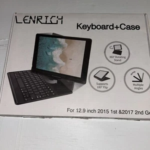 Lenrich Tastiera + Custodia per Tablet PC 12,9 Pollici 360 Girevole e 180 Flip Nuova - Foto 1 di 5