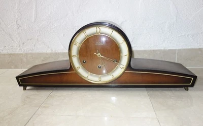 Lauffer Schrankuhr Bufett Kaminuhr Westminster Schlag 50 er Jahre Funktioniert - Bild 1 von 4