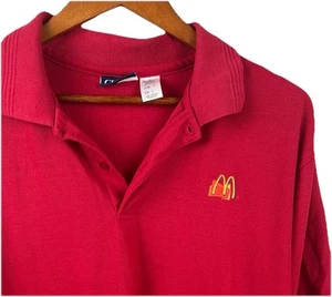 McDonalds Polo Shirt Mens Large L LG Red Short Sleeve Employee Workwear Vintage - Picture 1 of 6