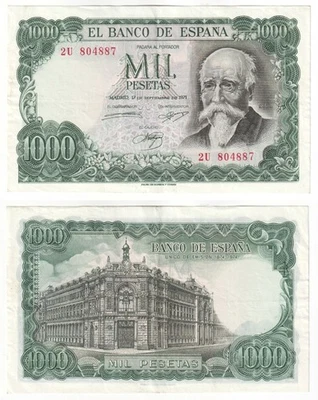 Billete ESPAÑA 1000 Pesetas (1971) P.154 - En estado bastante bueno+ Foto 1 de 3