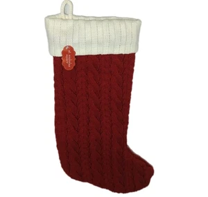 St. Nicholas Square 20" Christmas Stocking Red Cable Knit Holiday Decor NWT - Picture 1 of 8