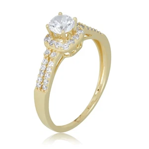 AVORA 10K Yellow Gold 0.50 Carat Cubic Zirconia CZ 2-Row Anniversary Bridal - Picture 1 of 5