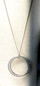 J Necklace Crystal Rhinestone Twist Double Loop Pendant Lot 75B - Picture 1 of 4