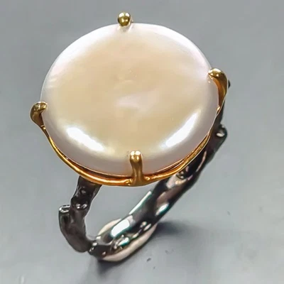 Ювелирные изделия натуральный барокко жемчуг кольцо 925 пробы размер 7,25/R443481 - Изображение 1 из 4