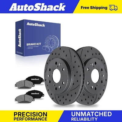 Front Drilled Slotted Brake Rotors Ceramic Pads for Chevy Silverado 1500 Foto 1 de 4