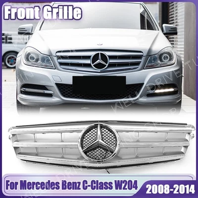 Silver Bumper Grille W/LED Star For Mercedes Benz W204 08-14 C250 C280 C300 C350 Foto 1 de 4