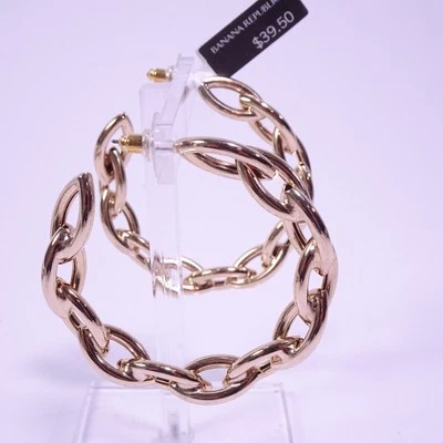 Pendientes tipo argolla de eslabones gruesos dorados Banana Republic para mujer nuevos con etiquetas 39 Foto 1 de 4