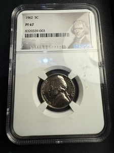 1962 P. Jefferson Proof Nickel Coin, NGC PF 67 - Picture 1 of 2