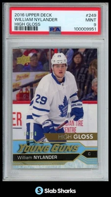 2016 UPPER DECK #249 WILLIAM NYLANDER HIGH GLOSS YOUNG GUNS ROOKIE /10 PSA 9 - Image 1 of 4