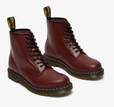 Nuevas Botas Dr. Martens Talla 7 Borgoña 1460 Cuero Liso Foto 1 de 4