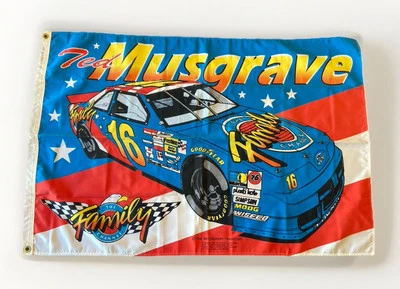 1994  TED MUSGRAVE #16 FAMILY CHANNEL CAR 30”42” FLAG BANNER Roush Racing - Image 1 of 3