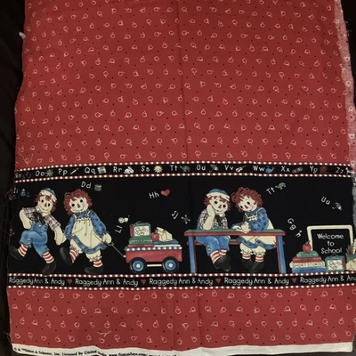 Remanente de tela vintage Raggedy Ann & Andy 42”x 16” A B C’s School, Daisy Kingdom Foto 1 de 3