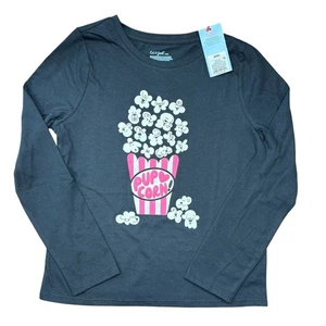 Cat And Jack Girls Size 8 M Long Sleeve Graphic T-Shirt Popcorn Puppies - Picture 1 of 5