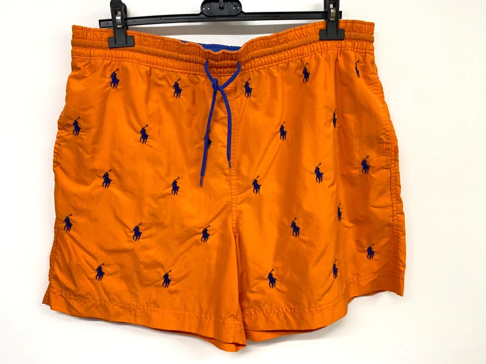 Ralph Lauren Swim shorts mens L Orange Navy Pony embroidered 698 - Image 1 of 4