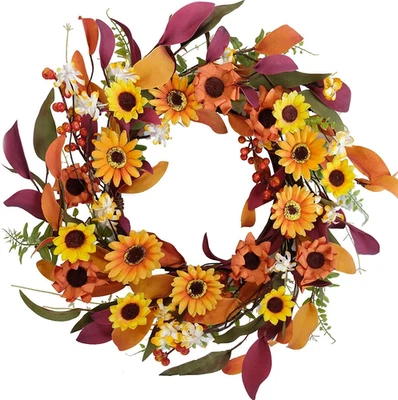 Fall Wreath Artificial Berry Wreath Green Leaves for Front Door Autumn Wreaths F - Image 1 of 4