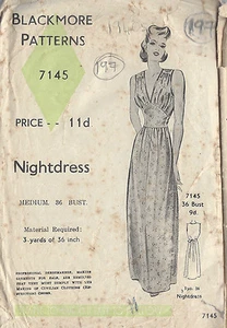 1940s Vintage Sewing Pattern B36" NIGHTDRESS (197) - Picture 1 of 1