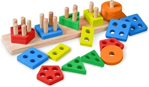 Montessori Toys for 1+ Year Old - Sorting and Stacking Educational Wooden... - Picture 1 of 9