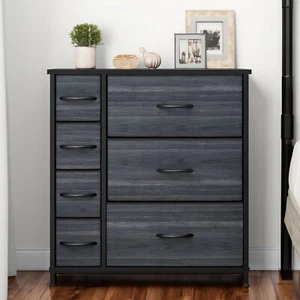 Chest of Drawers 7 Drawers Dresser Fabric Storage Tower Organizer Wooden Top - Picture 1 of 5