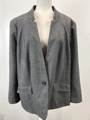 ¡NUEVO! Chaqueta Blazer Talbots Aberdeen 22W Plus Gris Espiga Botón Único Foto 1 de 4