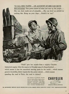 Motore industriale Chrysler epoca seconda guerra mondiale 1944 anni 40 stampa d'epoca pubblicità soldatini guerra - Foto 1 di 9