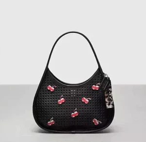 Bolso Coach Ergo en cuero artesanal perforado cerezo prendedores magnéticos negro CT271 - Imagen 1 de 19