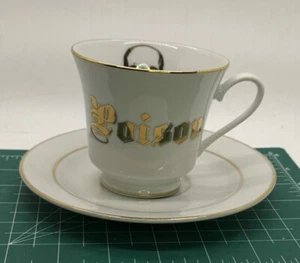 Spitfire white coffee tea cup Poison Gold Skull With Under Plate - Picture 1 of 9