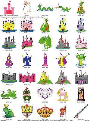 343 Fairytale Princess Castles Medival Embroidery Machine Designs Collection Pes • 11.22€