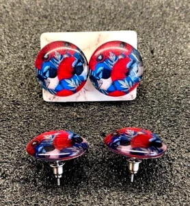 1 pair of large 20 mm glass button style earrings - Picture 1 of 4