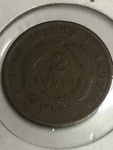 U.S. Civil War Era 1865 Two Cent Coin - Picture 1 of 3