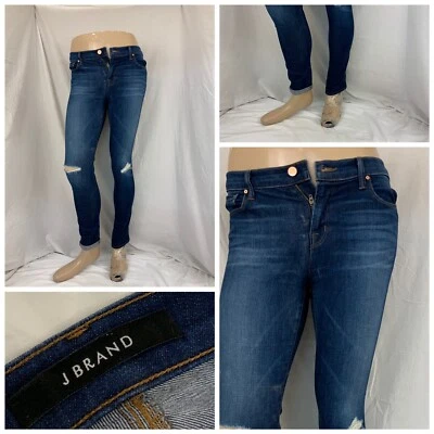 J Brand Jeans Sz 29 Dark Skinny Leg Cotton Poly Stretch Alta Destr YGI R1-835 - Image 1 of 4
