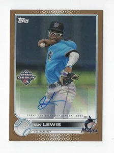 Topps Pro Debut 2022 #PD-147 Ian Lewis Auto Gold Parallel #'d 41/50 ~ Marlins - Imagen 1 de 2