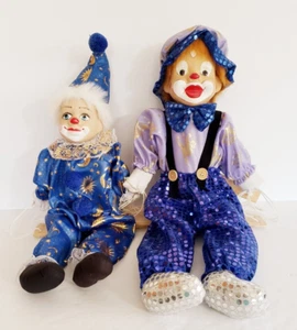 Lote de 2 cabezas de porcelana de 22 pulgadas y 20 pulgadas de alto marionetas de marioneta de payaso en columpios - Imagen 1 de 16