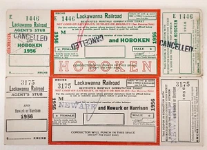 (2) 1956 Lackawanna Western Tickets Hoboken Newark NJ Area. Train Ticket - Picture 1 of 2